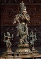 Krishna Bronze Statue with Dancing Gopis in Panchaloha Antiique Green Patina 54"