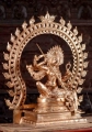 Kali Bronze Statue Seated Peacefully Under Arch, Trident, Bell, Drum, & Noose 30"