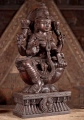 Lakshmi Dark Wood Sculpture Seated on Lotus Base in Abhaya and Varada Mudras 24"