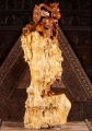 Bodhidharma Zen Master Burl Wood Statue with Bowl, Staff, and Flowing Robes 47"