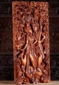 Rama and Sita Hand-Carved Wooden Panel with Bow and Deer in Jungle Canopy 39"