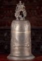 Vietnamese Brass Buddhist Temple Bell with Intricate Dragon Handle and Wooden Striker 24"