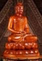 Meditating Gandharan Buddha Sculpture in Vietnamese Wood Seated on Lotus Base 33"
