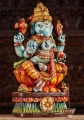 Ganesha Hand-Painted Wood Statue in Abhaya Mudra with Mooshika 24"