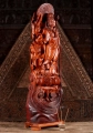 Kwan Yin Bodhisattva Wooden Sculpture on Lotus Flower Base with Vase of Nectar 40"