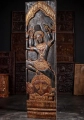 Dancing Vishnu Hindu Wood Panel with Four Arms on Asura Demon, Made in Cambodia 79"