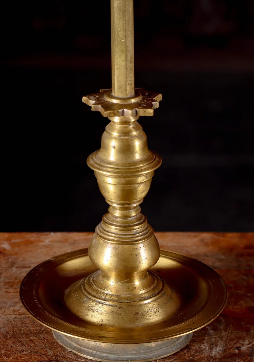 Deepam Statue with Oil & Incense Dishes, Tall Solid Bronze from Kerala, India 33"