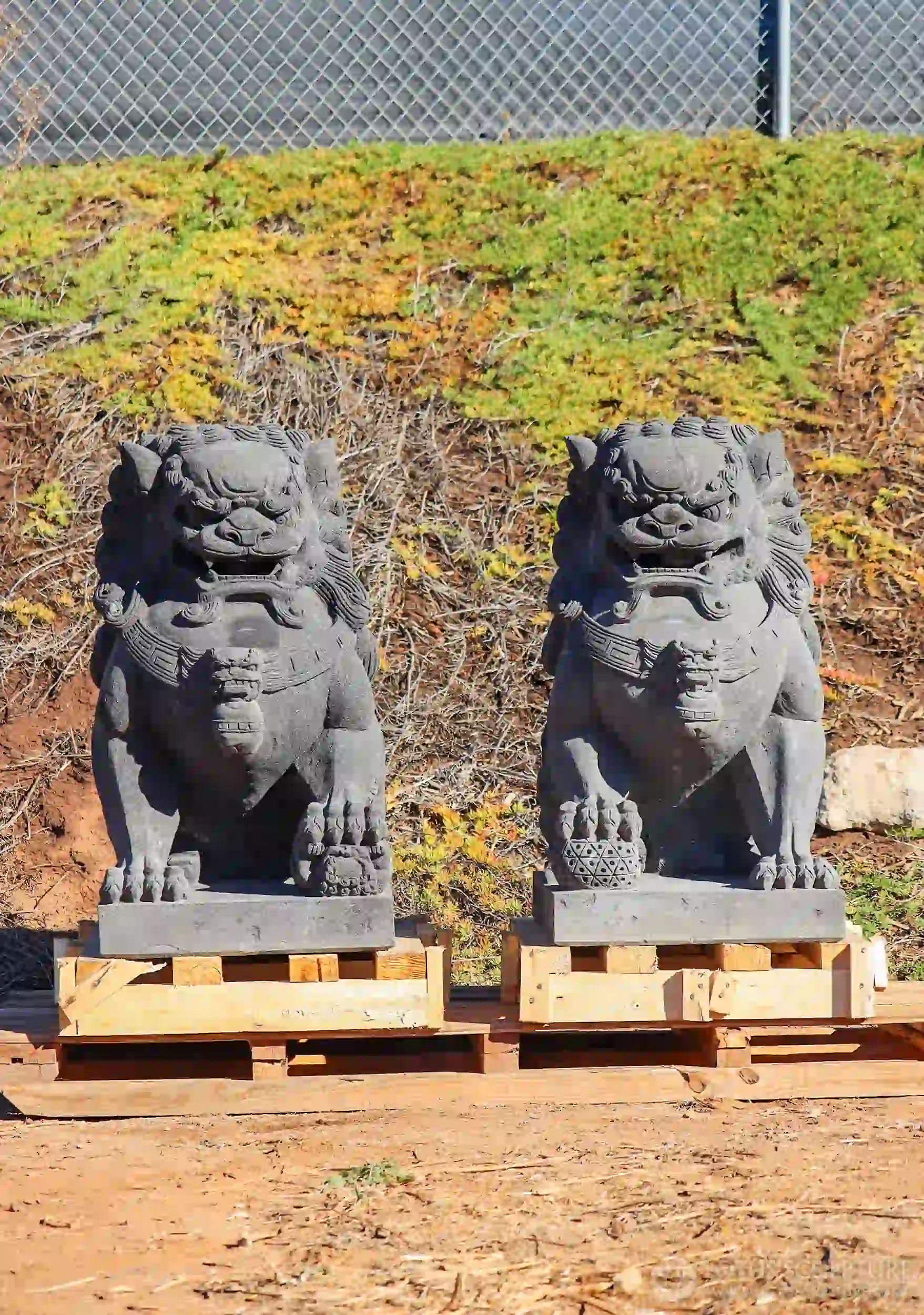 Foo Dog Guardian Lions Shishi Lion Stone Feng Shui Protectors Perfect For Home Entrance 32"