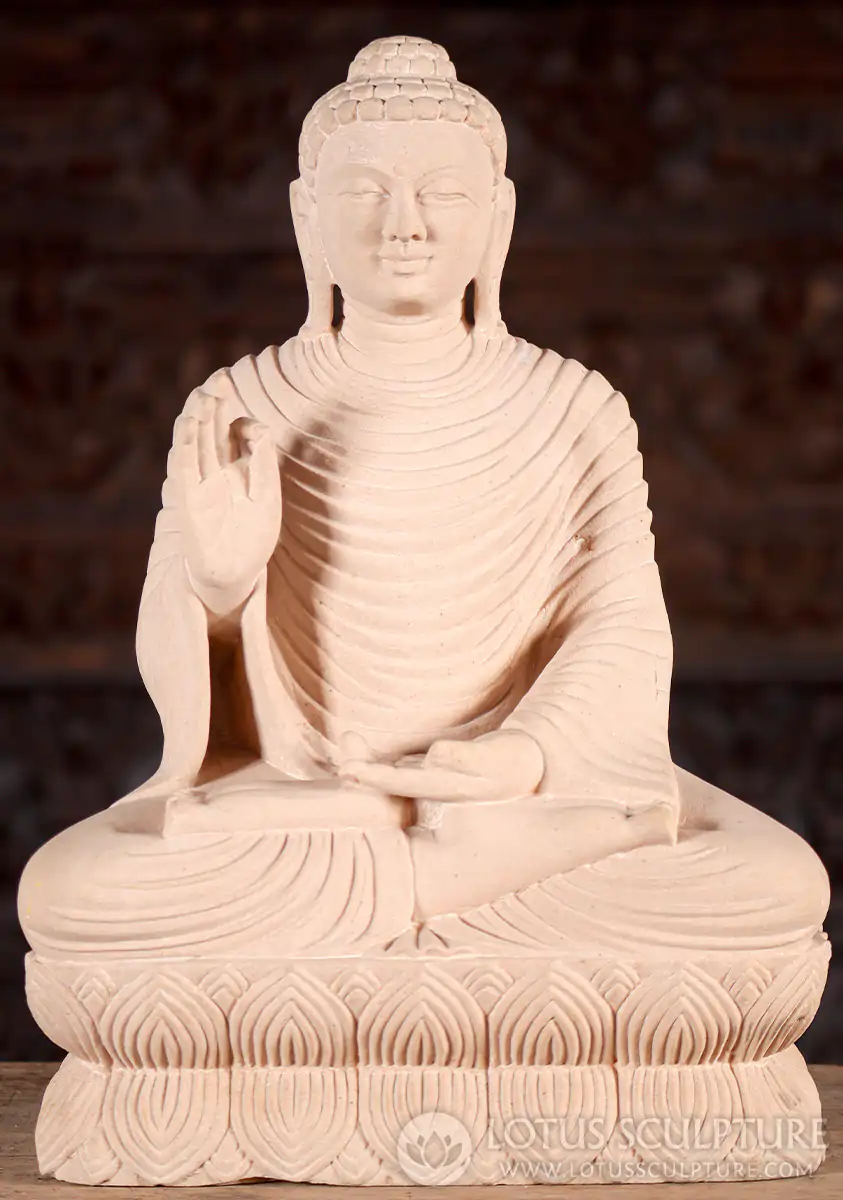 Buddha Sunar Stone Teaching Sulpture in Vitarka & Dhyana Mudras, Full Lotus 17.5"