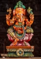 Ganesh Painted Wooden Sculpture, Hindu God Seated on Lotus with Mooshika 24"