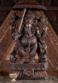 Ganesha Bridegroom Wooden Statue with Umbrella, Goad, Noose & Water Vessel 24"