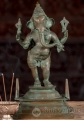 Ganesha Bronze Sculpture with Antique Green Patina, Standing on Processional Base 12.5"