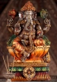 Ganesha Hand-Carved Wooden Statue in Lalitasana with Abhaya Mudra on Lotus Base 18"