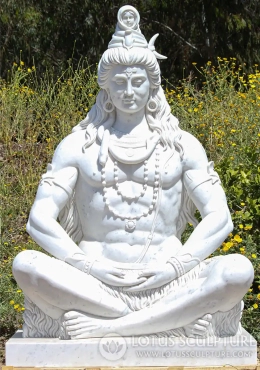 Huge Hand Carved Marble Shiva Statue in Silent Meditation on the Shores of the Ganges River 80" Huge Hand Carved Marble Shiva Statue in Silent Meditation on the Shores of the Ganges River 80"