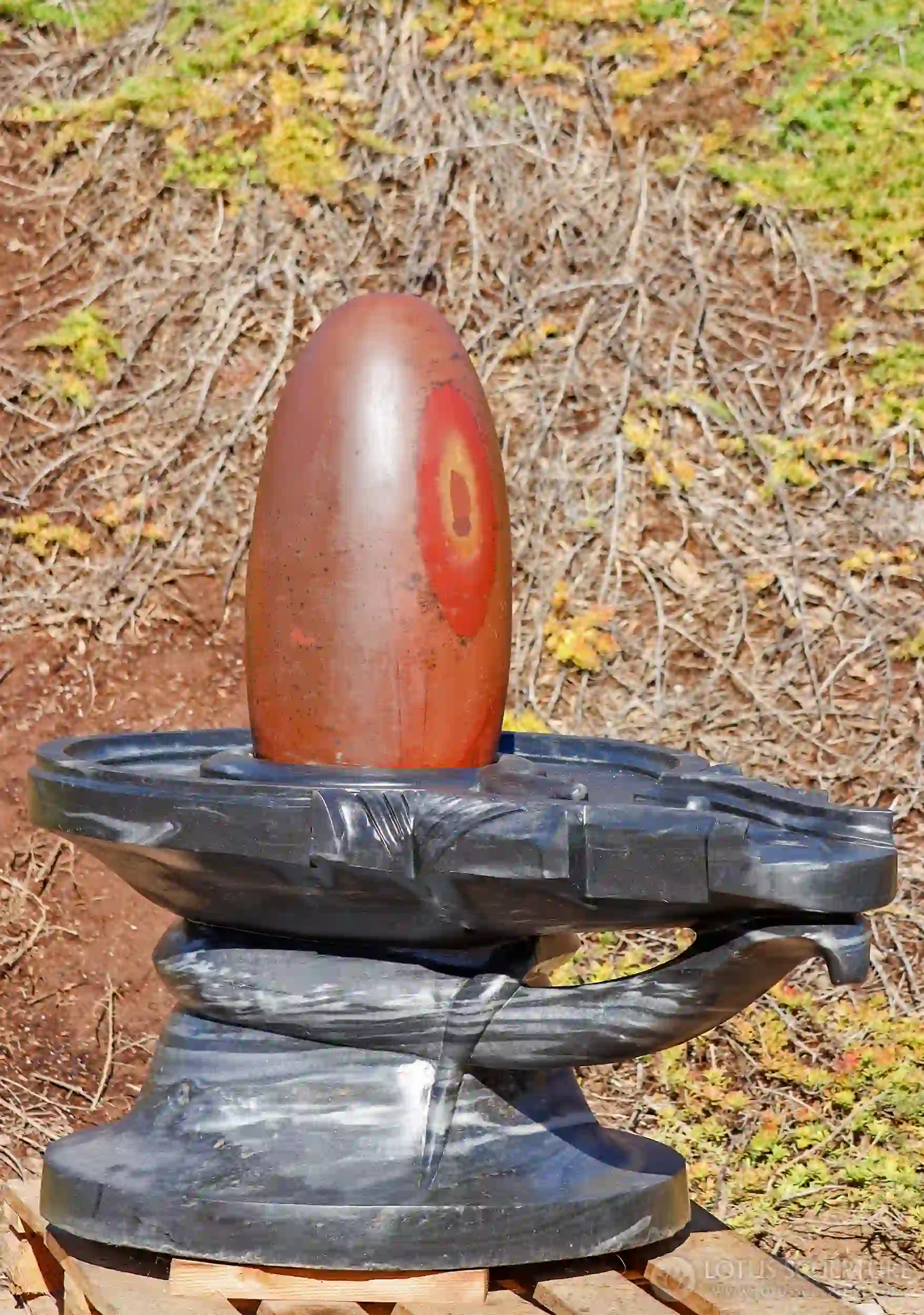 Narmada Shiva Lingam with Cobra Wrapped Yoni Black Marble from India 49"