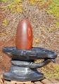 Narmada Shiva Lingam with Cobra Wrapped Yoni Black Marble from India 49"