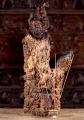Bodhidharma Hand-Carved Zen Sculpture in Natural Burl Wood with Dark Accents 29"