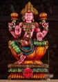 Lakshmi Painted Wooden Statue in Lalitasana: Abhaya, Varada & Lotuses 24"