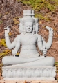 Brahma The Creator Sandstone Statue with Four Heads Seated in Half Lotus, Cambodia 32"