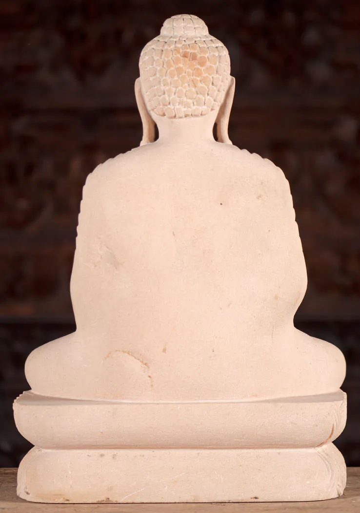 Buddha Sunar Stone Teaching Sulpture in Vitarka & Dhyana Mudras, Full Lotus 17.5"
