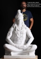 Masterpiece Carved Marble Meditating Hindu God of Destruction Shiva Statue 54"