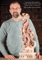 Dancing Ardhanari Red Marble Statue Shiva's Trident & Parvati's Lotus Flower 26.5"