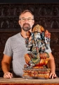 Ganesh Painted Wooden Statue with Goad, Noose & Mooshika on Lotus 24"