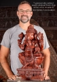 Ganesha Hand-Carved Wood Statue in Lalitasana with Goad, Noose, Mango, and Broken Tusk 24"