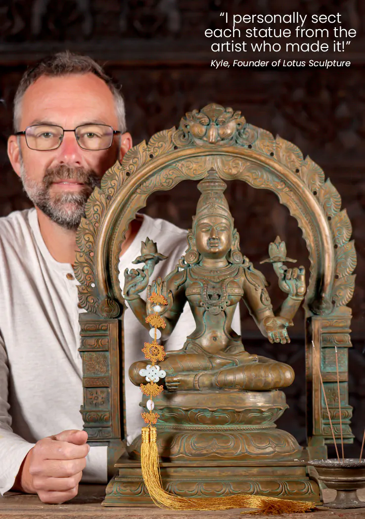 Lakshmi Bronze Statue in Abhaya & Varada Mudras Seated Under Mahakala Arch 22"