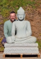 Buddha Sandstone Garden Sculpture in Earth-Touching Mudra & Half Lotus 48"