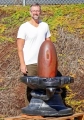 Narmada Shiva Lingam with Cobra Wrapped Yoni Black Marble from India 49"