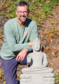 Buddha Sandstone Sculpture in Abhaya Mudra, Seated on Lotus Base, Cambodia 25"