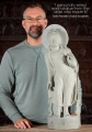 Teaching Buddha Standing Green Granite Vitarka Mudra & Halo on Round Base 29"