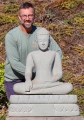 Buddha Stone Garden Sculpture Seated in Earth-Touching Mudra Carved in Cambodia 36"