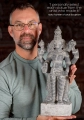 Vishnu Black Granite Sculpture Hindu God Standing with Conch & Discus 18.5"