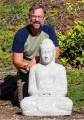 Buddha Garden Statue in Meditating or Dhyana Mudra Unique White Terrazzo 32"