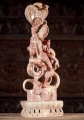 Dancing Ardhanari Red Marble Statue Shiva's Trident & Parvati's Lotus Flower 26.5"