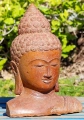 Buddha Lava Stone Bust Sculpture, Saffron Hand-Carved in Indonesia 20"