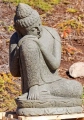 Buddha Lava Stone Garden Sculpture in Resting Pose & Brocade Robes 40"
