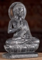 Buddha Black Marble Statue in Teaching Vitarka Mudra, Padmasana with Halo 10.5"