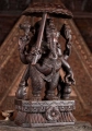 Ganesha Bridegroom Wooden Statue with Umbrella, Goad, Noose & Water Vessel 24"
