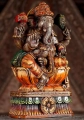 Ganesha Hand-Carved Wooden Statue in Lalitasana with Abhaya Mudra on Lotus Base 18"