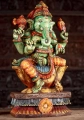 Ganesha Hand-Painted Wood Statue in Lalitasana with Broken Tusk, Laddu, Goad, and Noose 24"