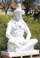 Huge Hand Carved Marble Shiva Statue in Silent Meditation on the Shores of the Ganges River 80"