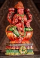 Lakshmi Hand-Painted Wood Statue in Abhaya and Varada Mudras Seated in Lalitasana 18"
