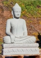 Buddha Sandstone Garden Sculpture in Earth-Touching Mudra & Half Lotus 48"