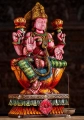 Lakshmi Painted Wooden Statue in Lalitasana: Abhaya, Varada & Lotuses 24"