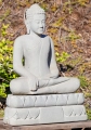 Buddha Stone Garden Sculpture Seated in Earth-Touching Mudra Carved in Cambodia 36"