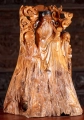 Wood Statue of Lao Tzu, Confucius & Buddha Surrounding with Smoke and Natural Base 23.5"