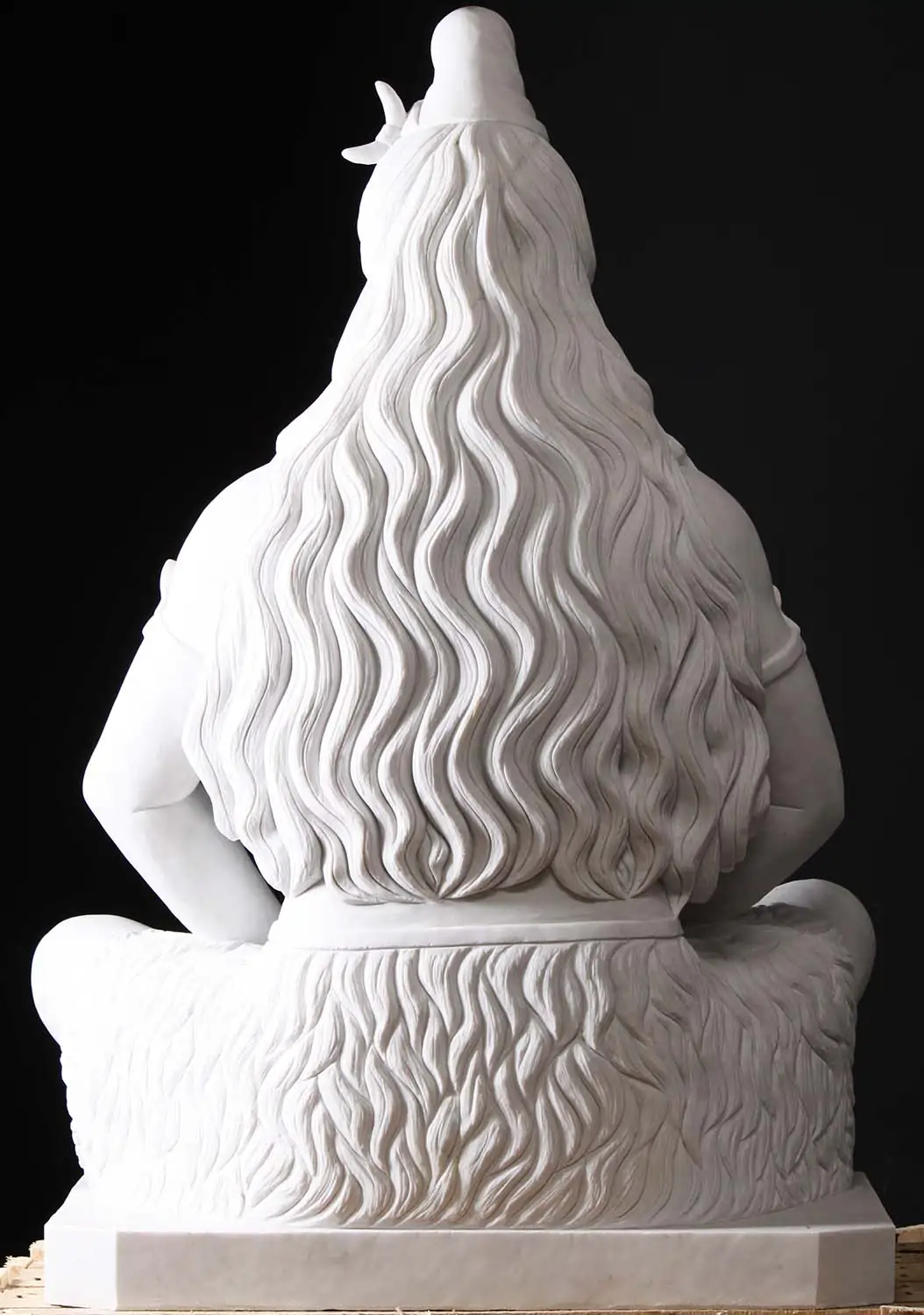 Masterpiece Carved Marble Meditating Hindu God of Destruction Shiva Statue 54"